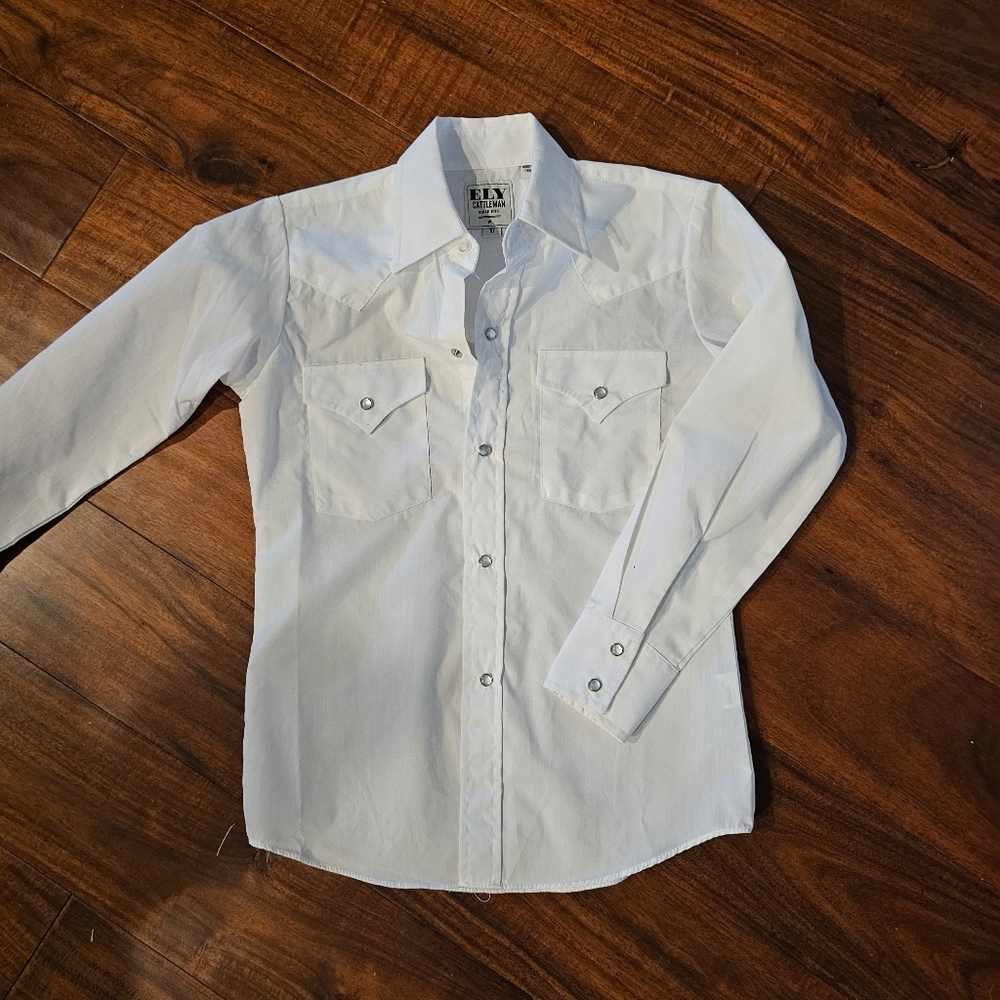 Ely Cattleman White Kids Button Down Shirt